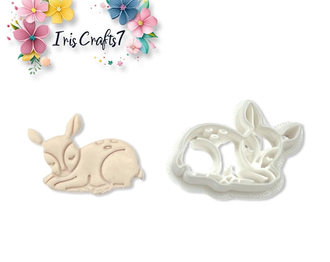 Sleeping Deer Polymer Clay Cutter for Christmas Earring Making, Handmade Jewellery and Crafts