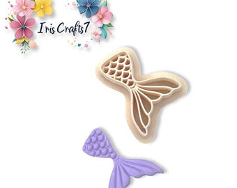 Mermaid Tail 2 Polymer Clay Cutter for Jewelry Making - Precise Silhouette Mold for Earrings & Charms Crafting Tool
