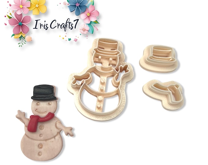 Snowman with Hat and Scarf Polymer Clay Cutters for Christmas Earring, Jewellery & Craft Making