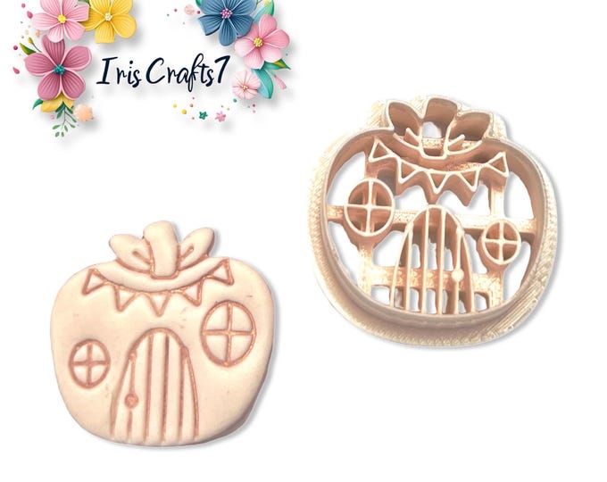 Polymer Clay Cutter Apple House – Fall Earring Making Tool – Whimsical Cottage Jewelry Supply – Seasonal DIY Craft Cutter