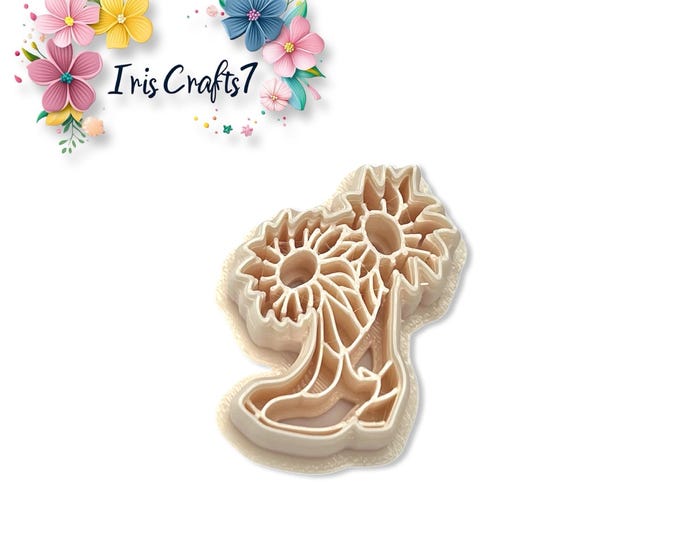 Cowboy Boots with Sunflowers Polymer Clay Cutter for Jewellery & Earring Making