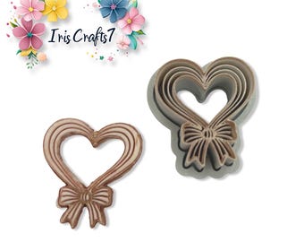 Heart Ribbon No.2 Polymer Clay Cutter Valentine Earrings Tool