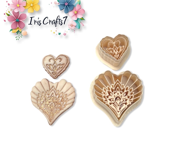 Heart Floral Set Polymer Clay Cutters for Valentine Earring Making, Craft Tools