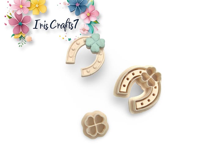 Horseshoe with Clover Polymer Clay Cutters - Earring Making - Ceramic Tools