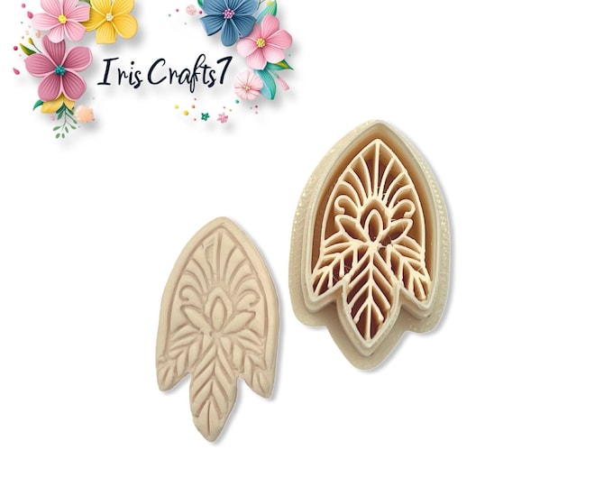 Ornamental Leaf Polymer Clay Cutter – Intricate Floral Earring Tool – Decorative Clay Shape Cutter for Handmade Jewellery & Crafts