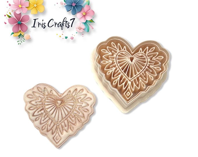 Floral Heart Polymer Clay Cutter for valentine Earring Making, Jewellery Tools