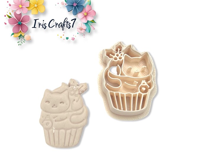 Cat Cupcake Polymer Clay Cutter for Earring and Jewellery Making
