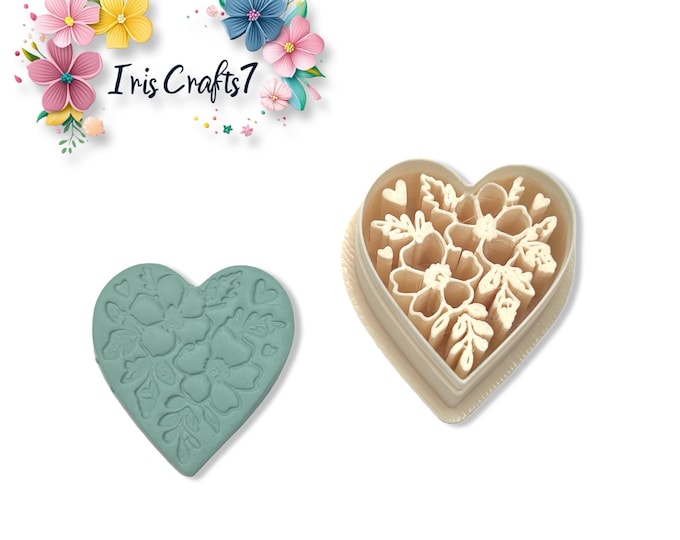 Floral Heart No. 8 Polymer Clay Cutter | Valentine Earring Shape | Craft Tool