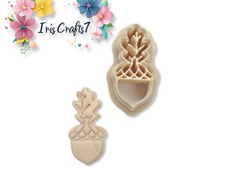 Acorn with Leaf Polymer Clay Cutter for Handmade Earrings and Autumn Jewelry