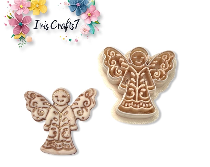 Decorated Angel Polymer Clay Cutter for Christmas Earrings & Jewellery Making