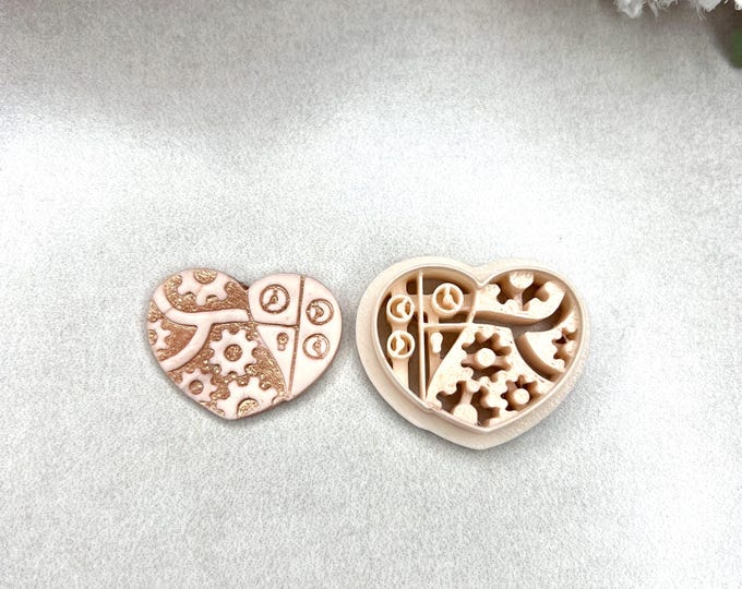 Mechanical Heart Polymer Clay Cutter - Valentine's Earrings - Handmade Jewellery