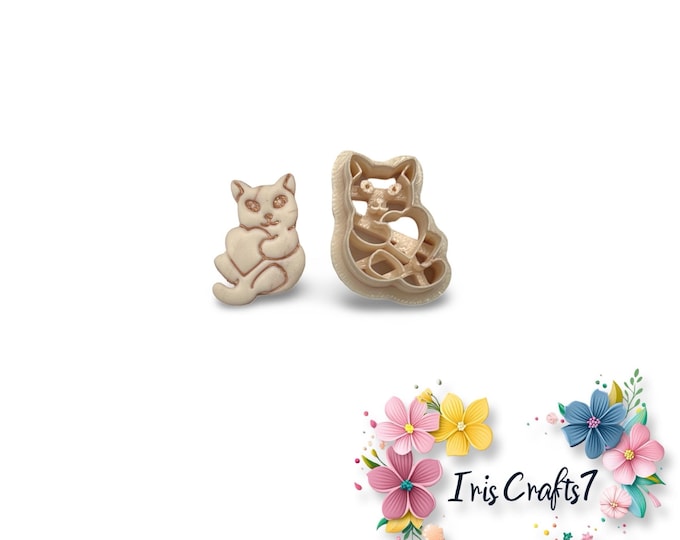Cat with Heart Polymer Clay Cutters
