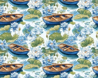 Lotus & Boats Image Transfer Paper for Clay Crafts (9.9x14.8cm)