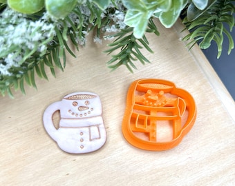 Snowman Cup Polymer Clay Cutters - Handmade Earrings - Cookie Cutters