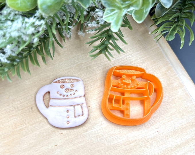 Snowman Cup Polymer Clay Cutters - Handmade Earrings - Cookie Cutters