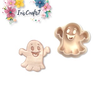 Happy Ghost Polymer Clay Cutter – Halloween Earring Tool – Cute Ghost Cookie Cutter – DIY Jewelry Supplies