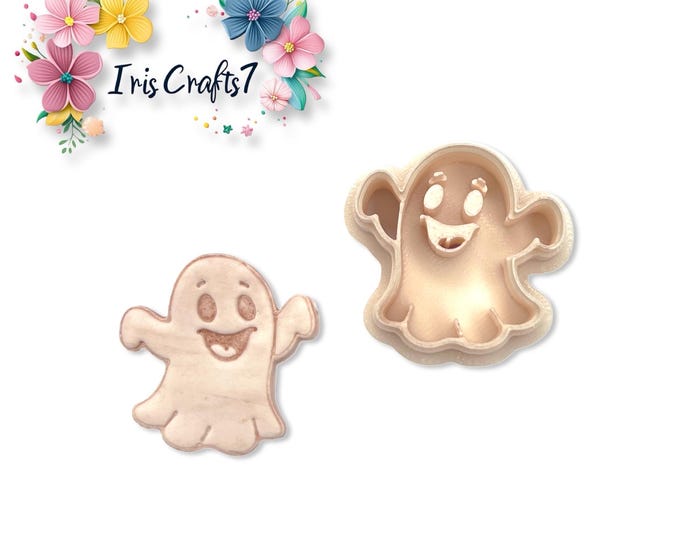 Happy Ghost Polymer Clay Cutter – Halloween Earring Tool – Cute Ghost Cookie Cutter – DIY Jewelry Supplies