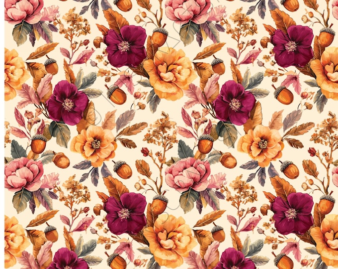 Autumn Floral 2 Image Transfer Paper for Clay – Fall Flowers Water-Soluble Sheet for Earring Making & Crafts
