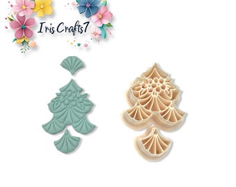 Flowers and Fans Set Polymer Clay Cutter | Floral Earring Shape Tool