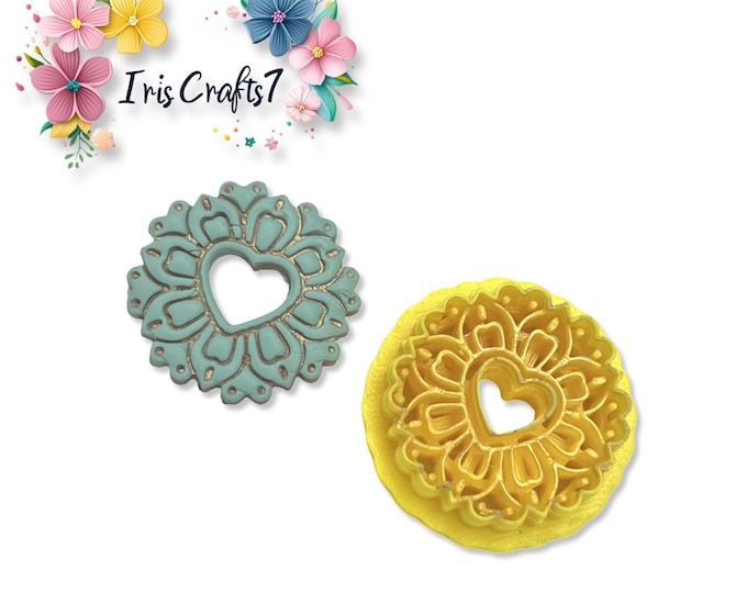 Heart Cutout Flower Polymer Clay Cutter for Earrings Jewelry Tool