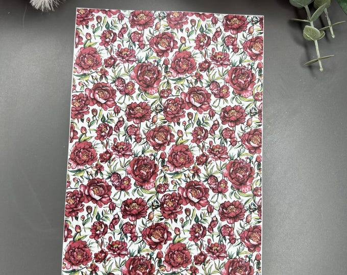 Peony 1 image transfer paper_ Clay tools_ Earring making_ Magic transfer paper_ Water soluble paper