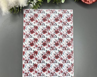 Christmas Poinsettia Transfer Paper for Polymer Clay Crafts, Festive Floral Design, Holiday Sheets