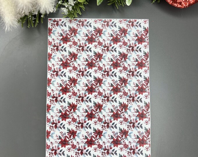 Christmas Flower 2 Transfer Paper for Polymer Clay_ Festive Craft Supplies