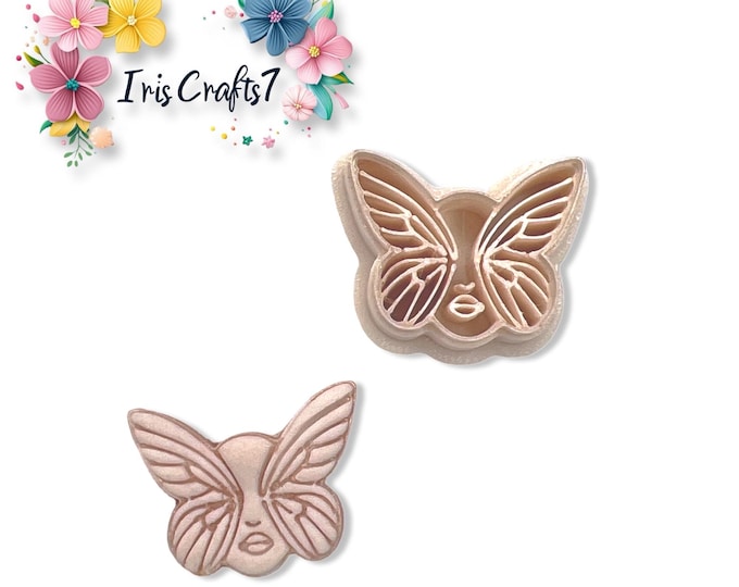 Butterfly Face Polymer Clay Cutter – Handmade Earring Tool – Boho Insect Face Design – PLA Clay Cutting Template for DIY Jewelry Making