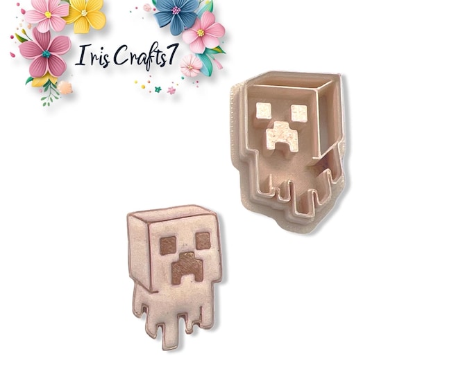 Minecraft Ghost Polymer Clay Cutter – Halloween Earring Tool – Spooky Game Cookie Cutter – DIY Jewelry Supplies