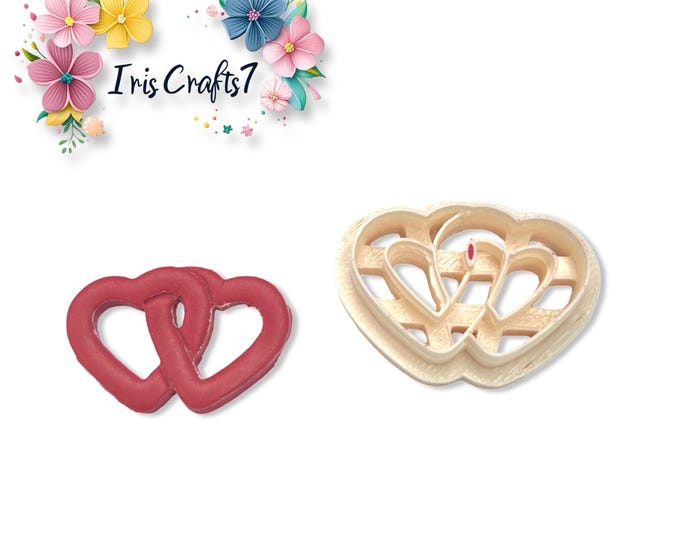 Linked Hearts Polymer Clay Cutter for Valentine Earrings