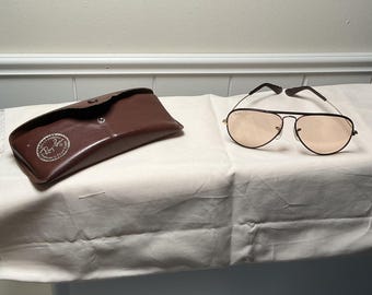 Vintage Ray Ban Leather B&L Aviator Sunglasses - Etsy