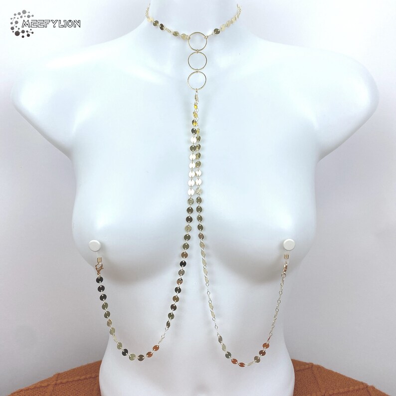 Nipple Necklace Jewelry Chain Nipplelicio Clamp Non Piercing Etsy