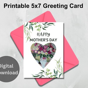 Carte de bonne fête des mères | Carte de fête des mères imprimable | 5 x 7 PDF, fichier ZIP JPG | Code de réduction PSG10 | Message de la fête des mères | 10 pour cent de réduction