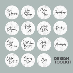 Marble Real Estate Instagram Highlight Covers, Boho Real Estate Marketing, Minimalist Aesthetic IG Story Highlight Icon Pack, Canva Template
