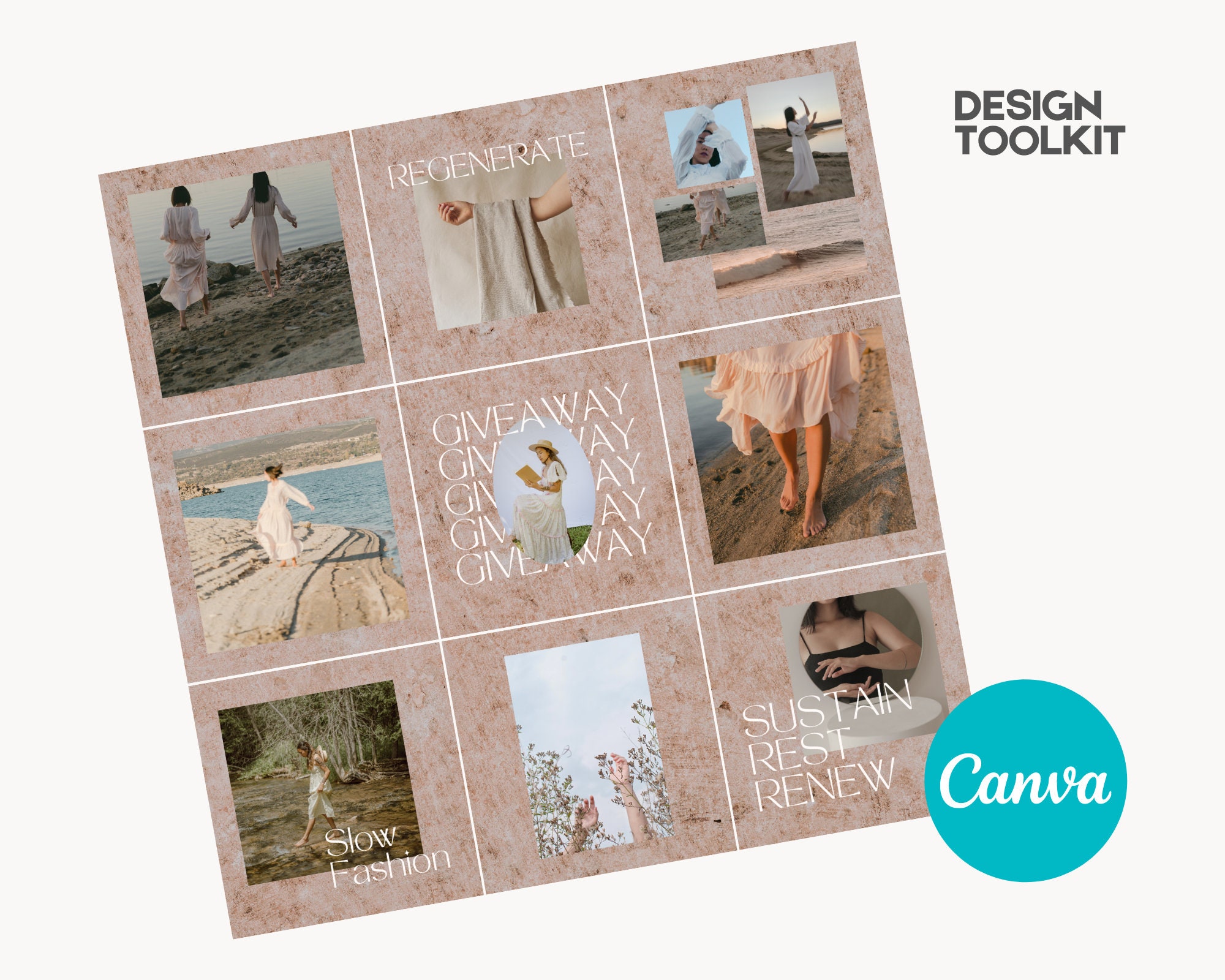 Earthy Neutral Instagram Puzzle Canva Template, Organic Instagram Post ...