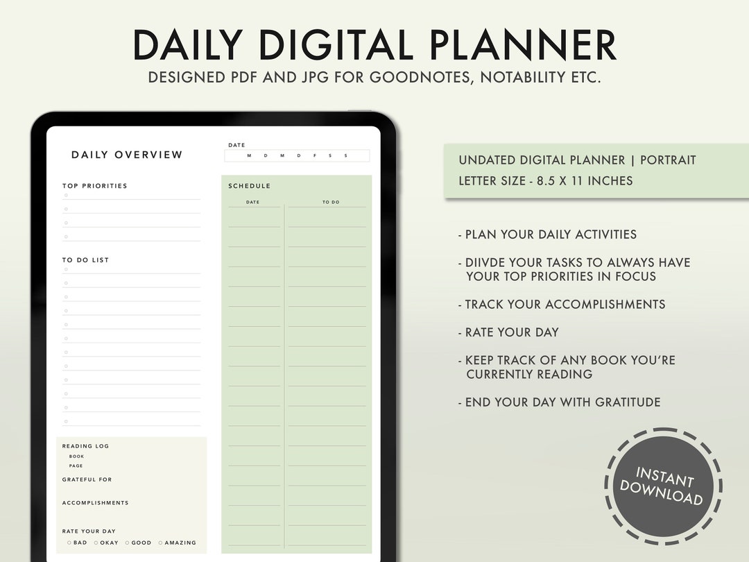 DAILY Digital Planner | Goodnotes Planner | Undated Planner ...