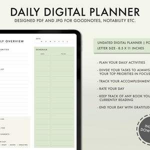 DAILY Digital Planner | GoodNotes Planner | Undated Planner | Minimalistic Daily Planner for iPad for Notability | To Do List, Checklist