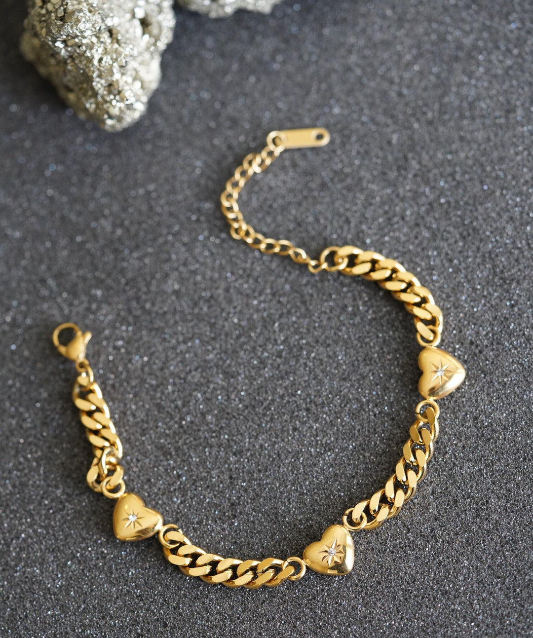 Gold Plated Crystal Heart Pendant Charms Bracelet,gold Heart Charm Love  Heart Snake Chain Charm for Bracelet,bracelet for Women,best Friend 