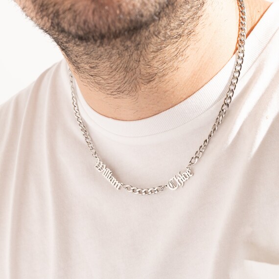 Silver chain for 2024 men with name
