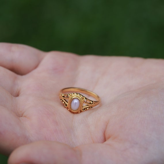 Pearl Ring Pearl Victorian Gold Ring 18k Gold Statement Ring