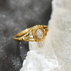 Pearl Ring Pearl Victorian Gold Ring 18k Gold Vintage Style - Etsy