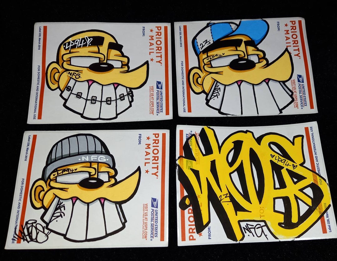 Graffiti Stickers Usps 228 Labels Pack of 4 Original Artworks Etsy