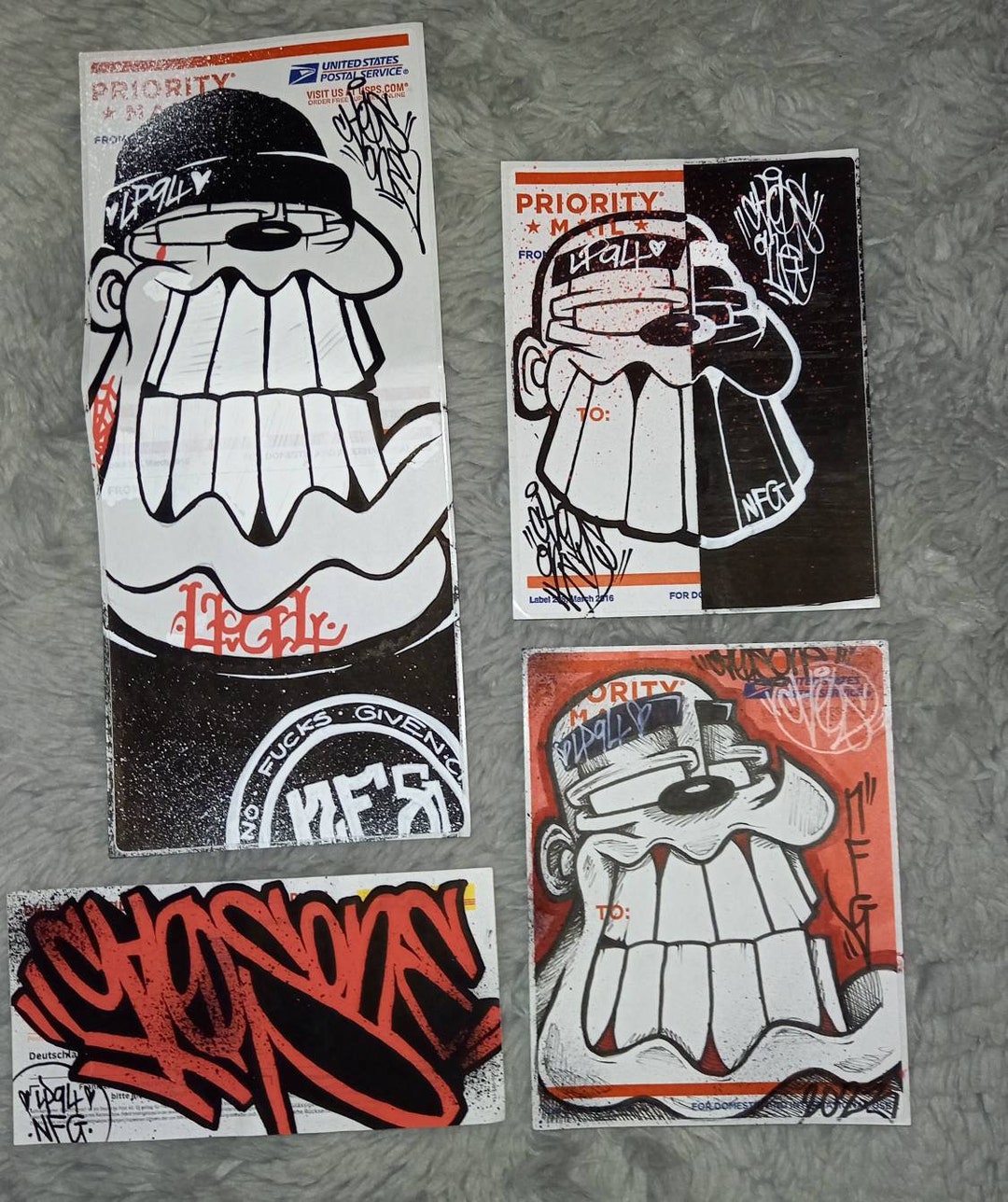 Graffiti Sticker Pack of 4 Usps Labels Comes With Sticker Pack Etsy
