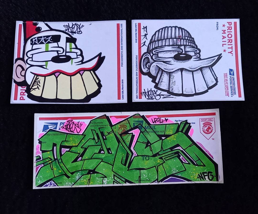 Graffiti Stickers Usps 228 Labels Pack of 3 Original Artworks Etsy