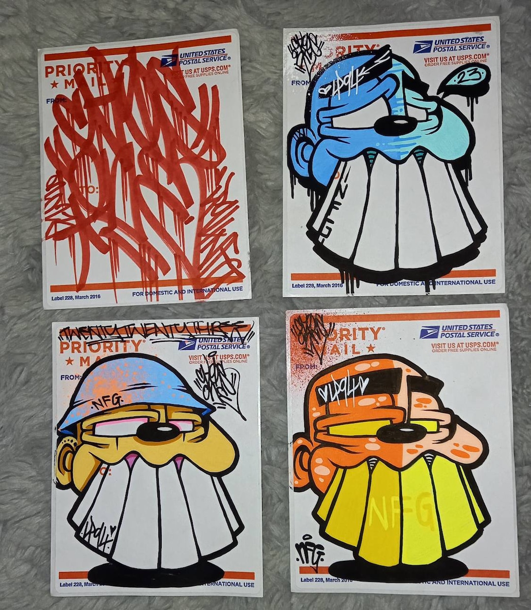 Graffiti Sticker Pack of 4 Usps Labels Comes With Sticker Pack Etsy