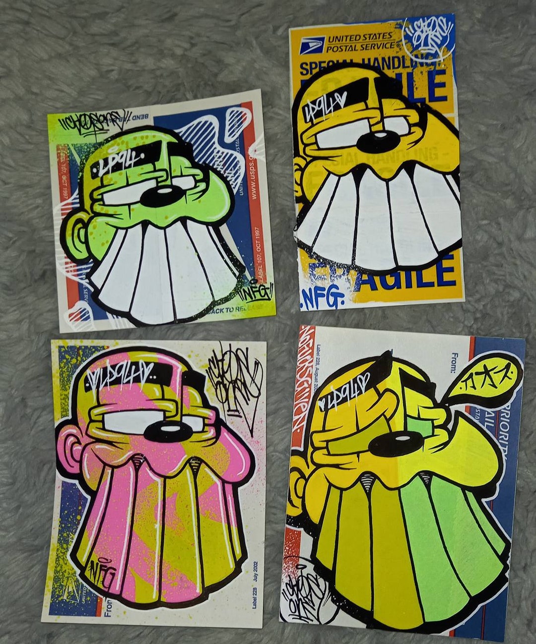 Graffiti Sticker Pack of 4 Usps Labels Comes With Sticker Pack Etsy