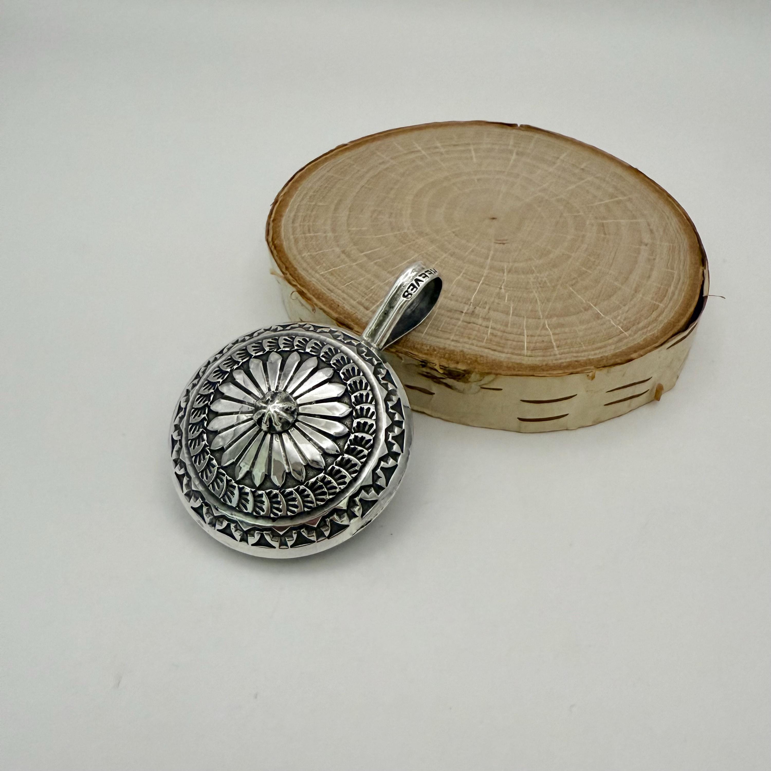 Stamped Sterling Silver Navajo Pearl Pendant by Sunshine