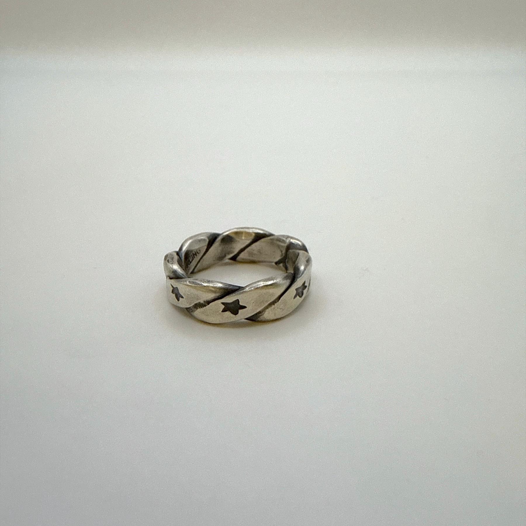 Sterling Silver Star Ring by Sunshine Reeves, Navajo Stampwork 
