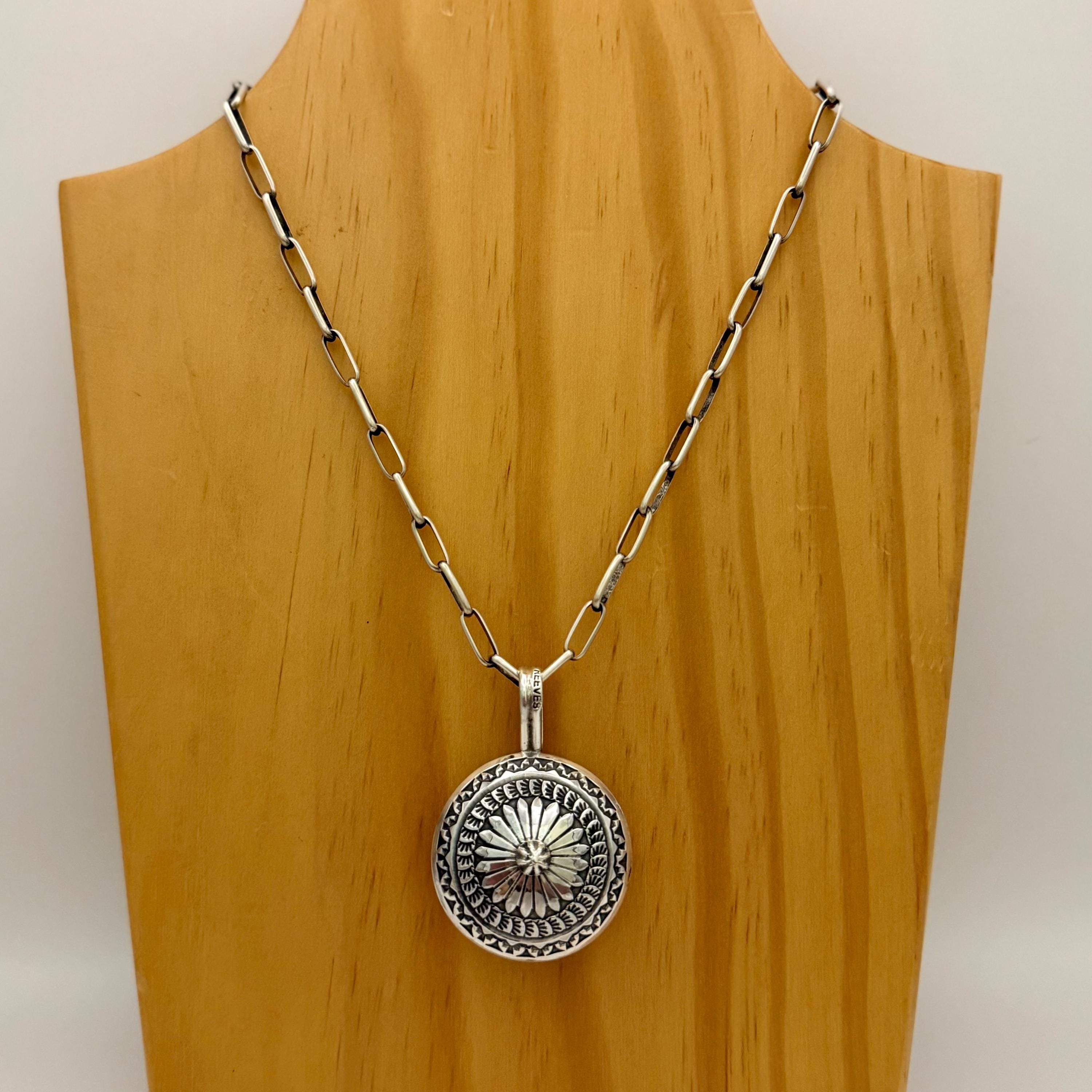 Stamped Sterling Silver Navajo Pearl Pendant by Sunshine