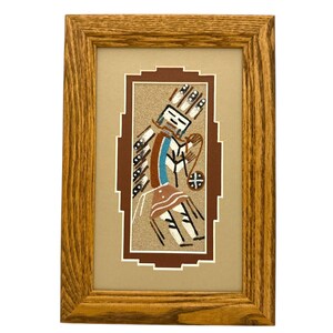 Navajo Sand Painting By Marlene Doby 9.5&quot; x 6.5&quot;/Native American/Navajo/Handmade/Home Decor/Wall Decor/Wall Art/Framed/Southwestern